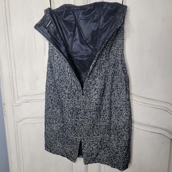 EXPRESS Design Studio Tweed Flen Plaid Strapless Sheath Dress Pockets✨️2 - Picture 4 of 12